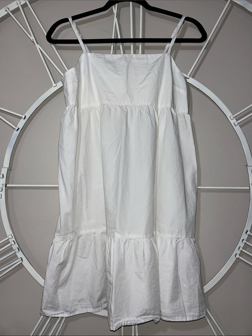 Abound 100% Cotton White Spaghetti Strap Tiered Babydoll Mini Dress